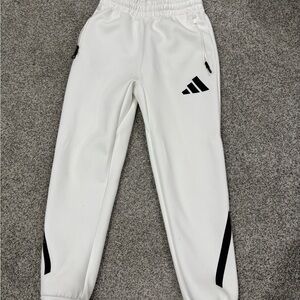 Adidas Kids White Joggers with Black Accents